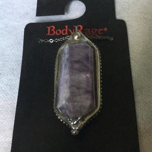 NWT Body Rage Heavy Amethyst-looking stone pendant